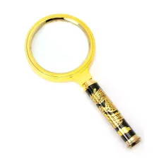 Універсальна лупа з ручкою "Дракон" пластик, чорний, золотистий, кратність 5Х d-7см h-15,5 см (DN29720)