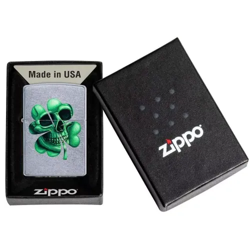 Бензиновые зажигалки Зажигалка бензиновая Zippo Lucky Skull Серебристая (49260) Бензиновые зажигалки Зажигалка бензиновая Zippo Lucky Skull Серебристая (49260)
