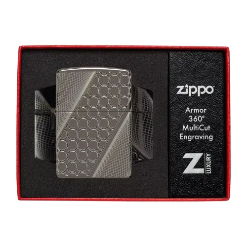 Бензинові запальнички Запальничка армована бензинова ZIPPO Armor® Black Ice® MultiCut Photo Image 360 Elegant Dots Design, чорний лід (46812)
