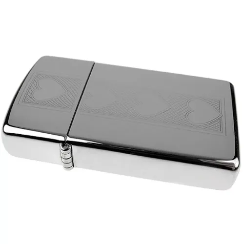 Бензиновые зажигалки Зажигалка бензиновая узкая "ZIPPO" High Polish Chrome Slim Heart (28476)
