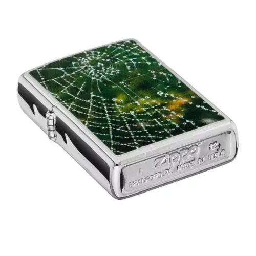 Бензинові запальнички Запальничка бензинова "ZIPPO" SPIDER WEB RAIN DROPS (28285)