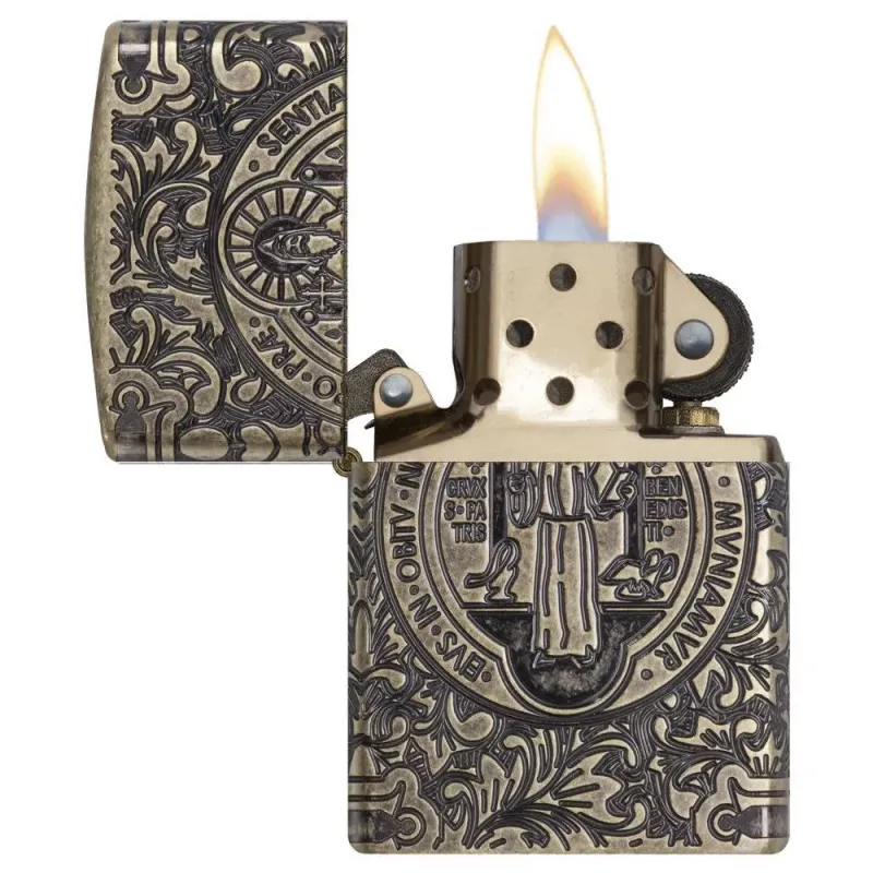 Запальничка армована бензинова Zippo Armor® St. Benedict Antique Brass (29719)