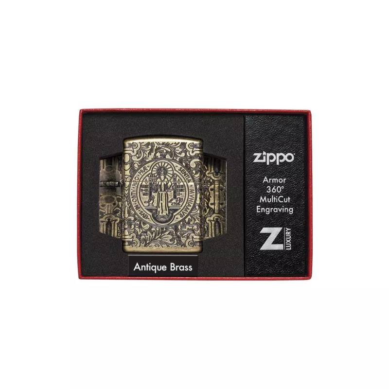 Запальничка армована бензинова Zippo Armor® St. Benedict Antique Brass (29719)