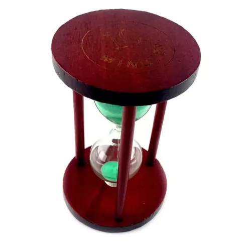 Песочные часы на 10 мин в дереве, зеленый песок 14,5х9х9 см (DN32071D)