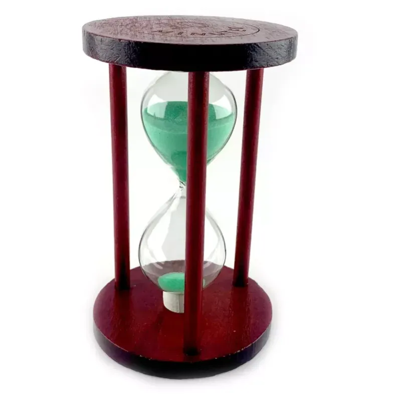 Песочные часы на 10 мин в дереве, зеленый песок 14,5х9х9 см (DN32071D)