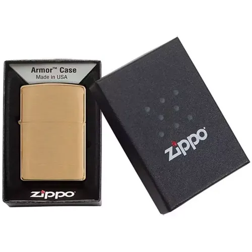 Зажигалка армированная бензиновая Zippo Armor® Brushed Brass, золотистый матовый (168)
