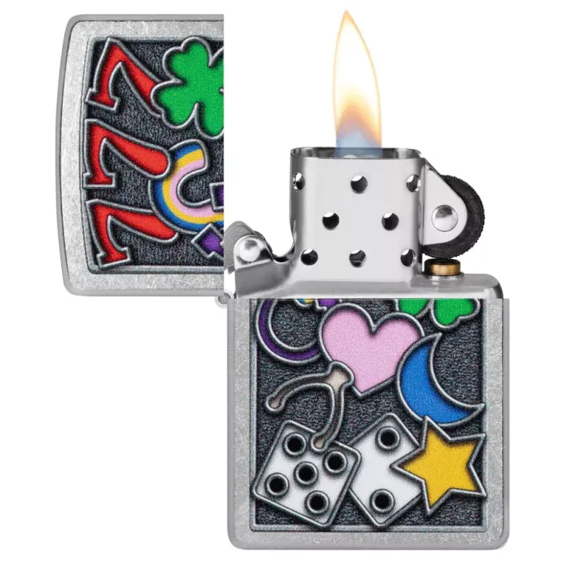 Запальничка бензинова ZIPPO All Luck Design, матовий хром (48682)