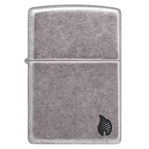 Зажигалка армированная бензиновая Zippo Armor® Antique Silver Plate Series Flame, серая (46399)