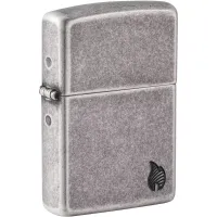 Зажигалка армированная бензиновая Zippo Armor® Antique Silver Plate Series Flame, серая (46399)