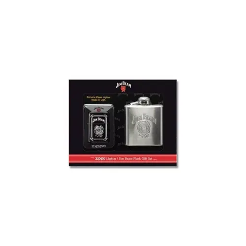 Подарочный набор зажигалка и фляга Zippo Jim Beam Серебристые (28414) Подарочный набор зажигалка и фляга Zippo Jim Beam Серебристые (28414)