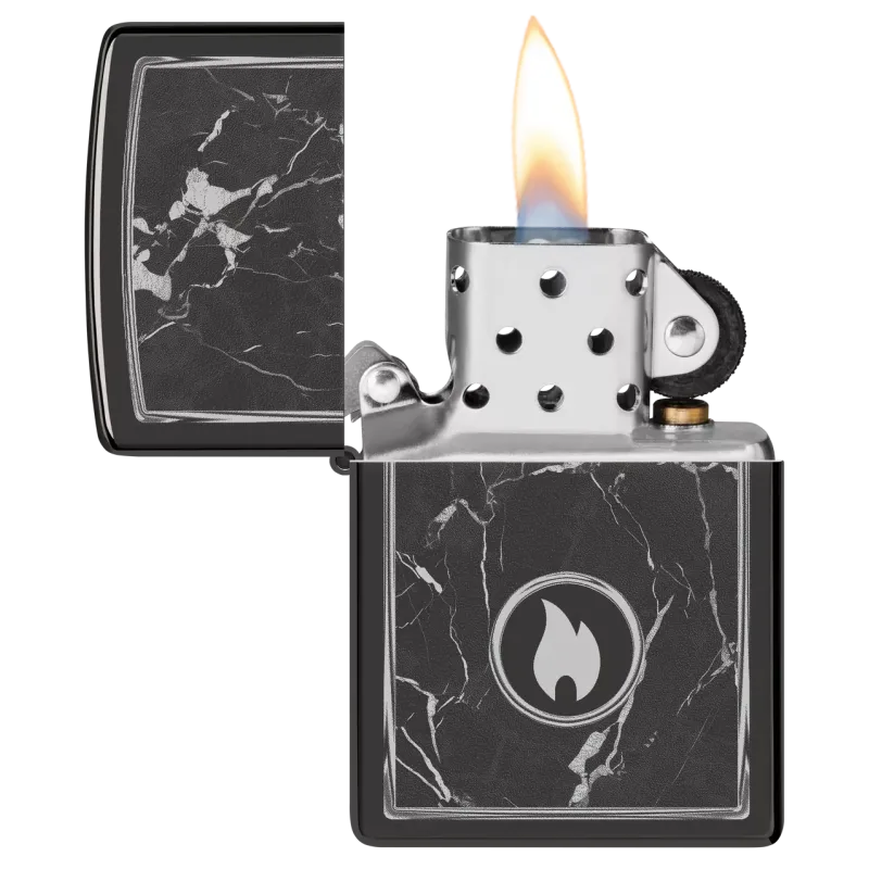 Зажигалка бензиновая Zippo Marble Flame Design , черный лед (46571)