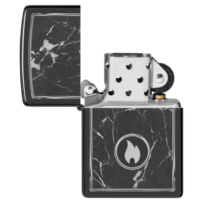 Зажигалка бензиновая Zippo Marble Flame Design , черный лед (46571)