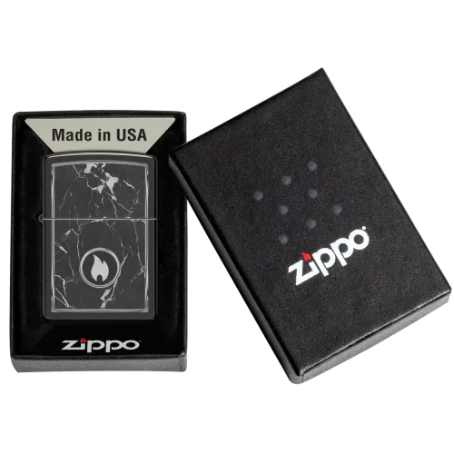 Зажигалка бензиновая Zippo Marble Flame Design , черный лед (46571)