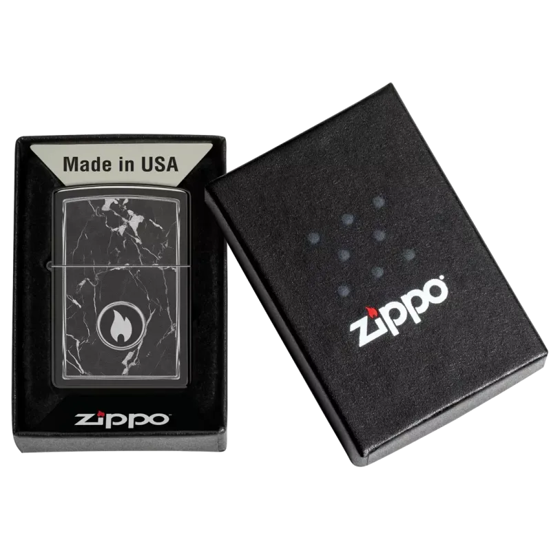 Зажигалка бензиновая Zippo Marble Flame Design , черный лед (46571)