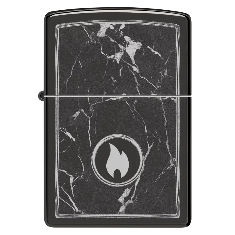 Зажигалка бензиновая Zippo Marble Flame Design , черный лед (46571)