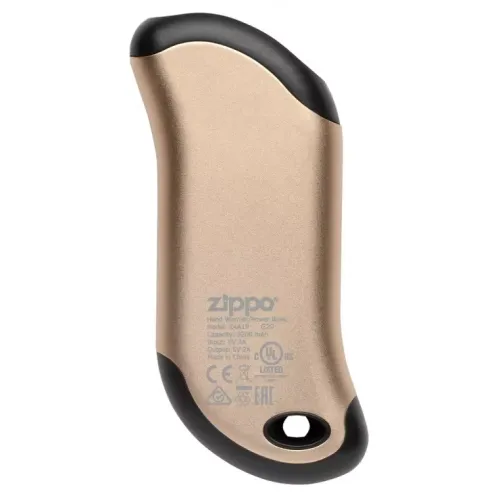 Грелка для рук USB на 9 часов+ Power Bank 5200 mAh +LED фонарик ZIPPO Heatbank, цифровой дисплей индикатора заряда, золотистая,коробка (2007360)
