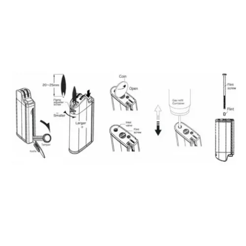 Зажигалка газовая кремниевая для трубки с инструментами IMCO Chic 4 Pipe Flint Silver серебристая (IM1800002)