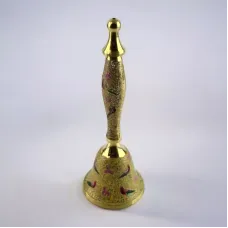 Дзвіночок бронзовий із ручкою Н-21,5 см "Пташки на жовтому фоні" гравіювання (DN35951D)