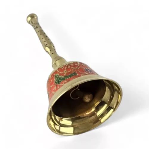Другое Колокольчик с ручкой бронзовый H -12,5 см "Птицы на оранжевом фоне" гравировка (DN25806P)