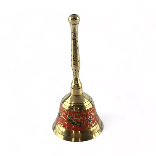 Другое Колокольчик с ручкой бронзовый H -12,5 см "Птицы на оранжевом фоне" гравировка (DN25806P)