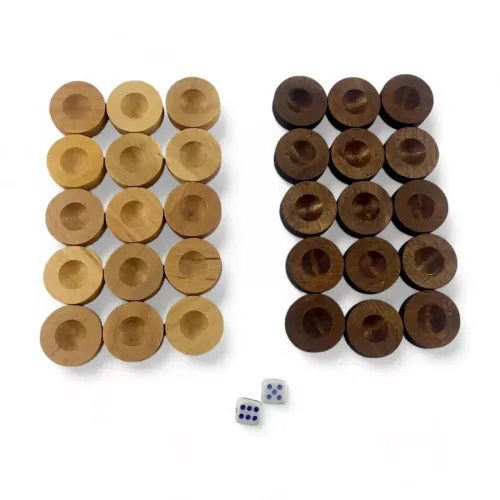 Игровые аксессуары Фішки/шашки для нард з виємкою, кубіки, натуральне дерево D-28мм, H-10мм (DN36035)