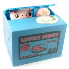 Інтерактивна скарбничка "Свинка Злодюжка" на батарейках, синій (12х9х10 см) (DN29756A)