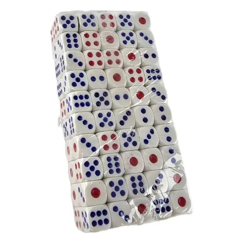Кубики (дайсы) Кости игральные 100 штук 13х13х13 см, пластик (13х6,5х2,6 см) запайка пленка (DN35244)