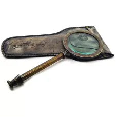 Лупа вінтажна Henry Hughes Sons LTD. London 1941 у шкіряному чохлі, латунь, скло, темна бронза кратність 10Х 28х14х2 см (DN28240B)