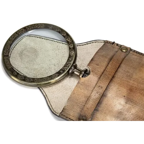 Компасы, лупы Лупа винтажная Henry Hughes Sons LTD. London 1941 в кожаном чехле, латунь, стекло, темная бронза кратность 10Х 28х14х2 см (DN28240B)