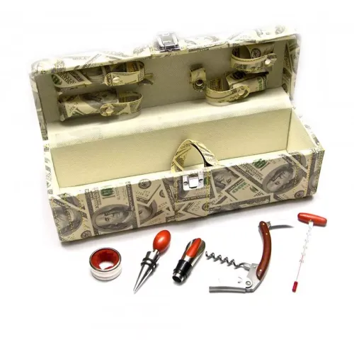 Все для алкогольних напоїв Набір для вина на 5 предметів у футлярі, еко-шкіра (DN26379)