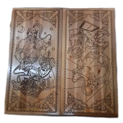 Класичні ігри Нарди з візерунком "Джин", фасад з масиву дерева 56х27,5х5 см, фішки дерево (DN26075)