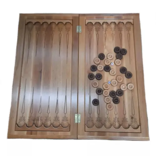 Класичні ігри Нарди з візерунком "Джин", фасад з масиву дерева 56х27,5х5 см, фішки дерево (DN26075)