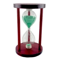 Пісочний годинник на 10 хв у дереві, зелений пісок 14,5х9х9 см (DN32071D)