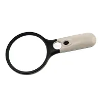 Ручна лупа для читання з LED підсвічуванням, збільшувальне скло дві лінзи 88 мм - Х3, 18 мм - Х45 (3 батареї ААА) (DN32874)