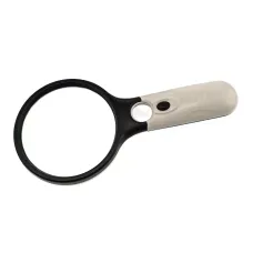 Ручна лупа для читання з LED підсвічуванням, збільшувальне скло дві лінзи 88 мм - Х3, 18 мм - Х45 (3 батареї ААА) (DN32874)