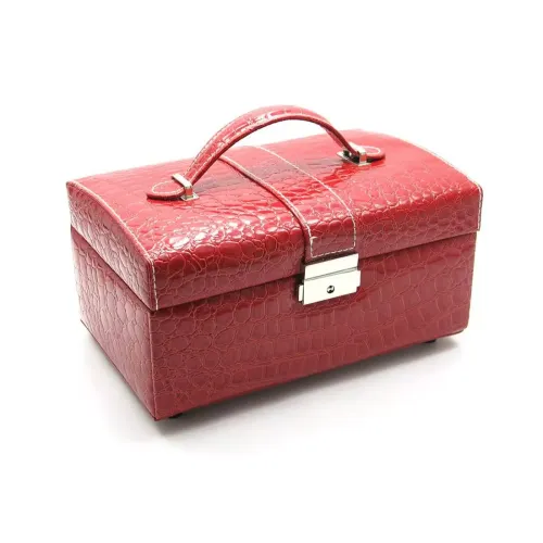 Ящики, комодики, шкафчики Шкатулка двухъярусная для бижутерии раздвижная 24х15х13,5 см эко-кожа, красный (DN25765)