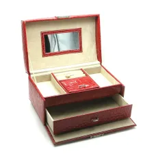 Шкатулка двухъярусная для бижутерии раздвижная 24х15х13,5 см эко-кожа, красный (DN25765)