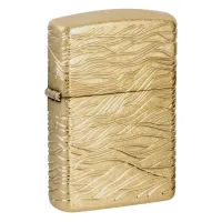 Зажигалка армированная бензиновая ZIPPO Armor® 360° MultiCut Tumbled Brass Luxury Waves, золотистая (46273)