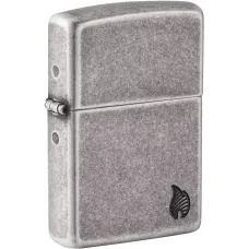 Запальничка армована бензинова Zippo Armor® Antique Silver Plate Series Flame, сіра (46399)