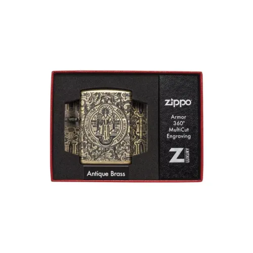 Бензиновые зажигалки Запальничка армована бензинова Zippo Armor® St. Benedict Antique Brass (29719)