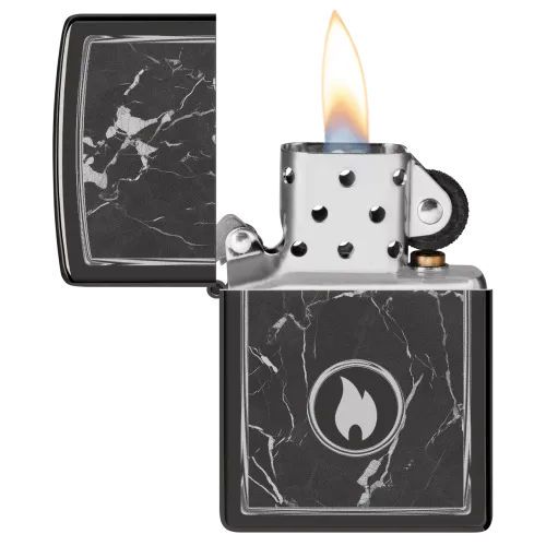 Бензинові запальнички Запальничка бензинова Zippo Marble Flame Design , чорний лід (46571)