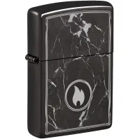 Запальничка бензинова Zippo Marble Flame Design , чорний лід (46571)