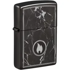 Запальничка бензинова Zippo Marble Flame Design , чорний лід (46571)
