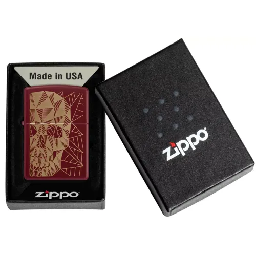 Бензинові запальнички Запальничка бензинова ZIPPO Reg Merlot Matte Geometric Skull Design червоний (46835)