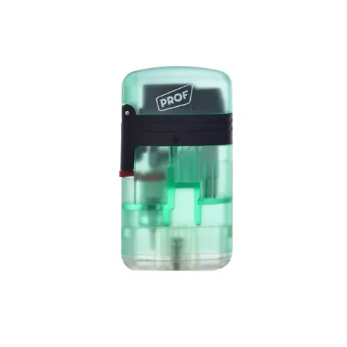 Бензинові запальнички Запальничка газова 2 турбо Prof Double Jet Flame Transparent Зелена (40803728GRE)