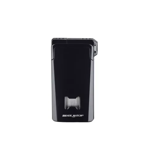 Газові запальнички Запальничка газова п'єзо турбо Silver Match Chisinau на два полум'я, метал, чорна, подарункова коробка (40674382BL)