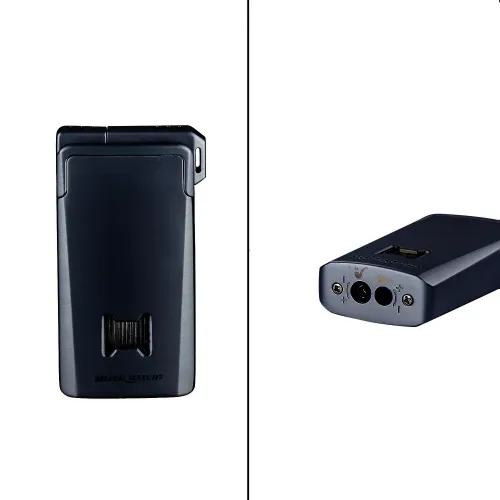 Газові запальнички Запальничка газова п'єзо турбо Silver Match Chisinau на два полум'я, метал, чорна, подарункова коробка (40674382BL)