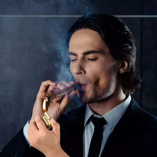 Газові запальнички Запальничка газова трубочна п'єзо з бічним полум'ям Laguiole Woody, малюнок текстура дерево, червоний, подарункова коробка (40201458)