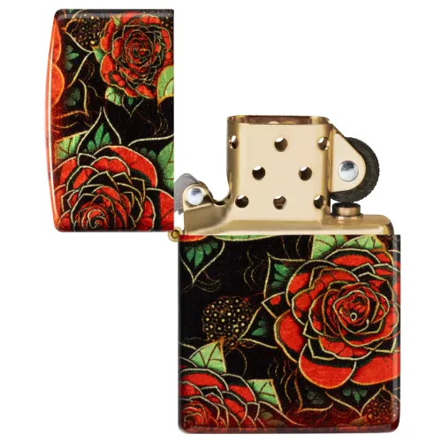 Зажигалка бензиновая ZIPPO Red Roses Design 540 Fusion черный, красный (46849)