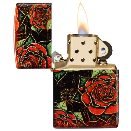 Зажигалка бензиновая ZIPPO Red Roses Design 540 Fusion черный, красный (46849)